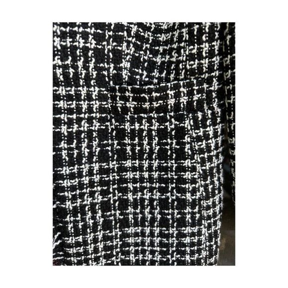 Venus Longline Boucle Knit Blazer Jacket Monochrome Fringe Collar & Cuffs Sz 6 - Picture 4 of 9